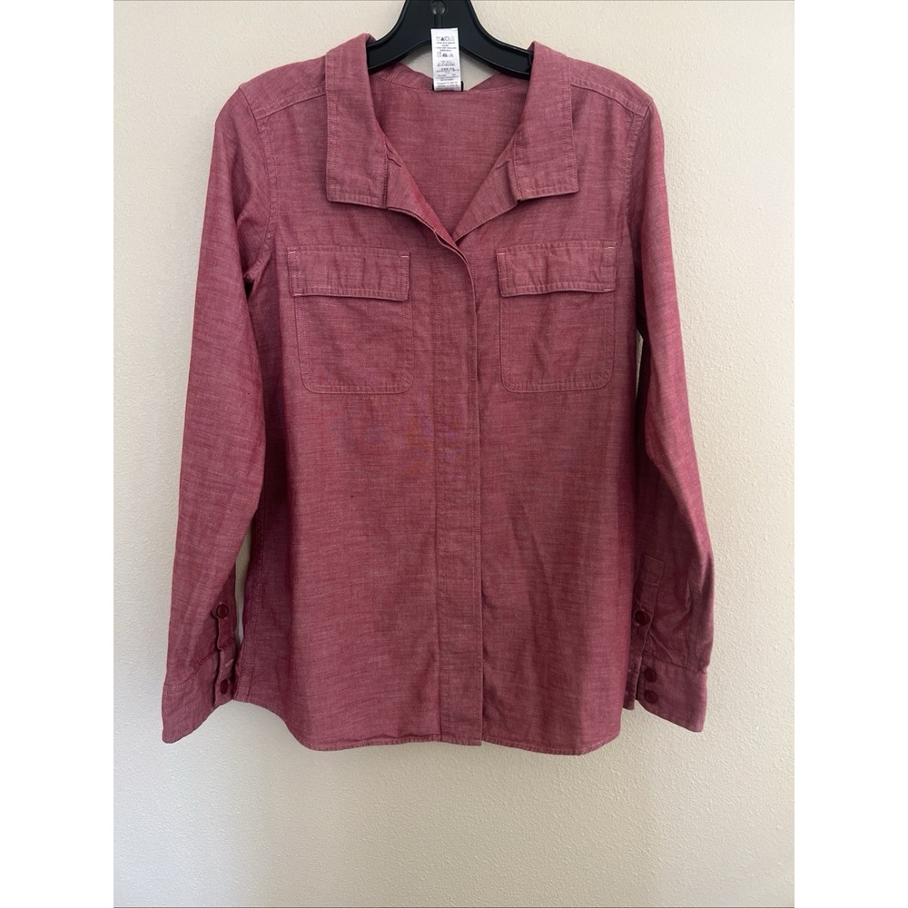 Patagonia Button Up Women 6 Red Long Sleeve Organic Cotton Outdoor Shirt 53920